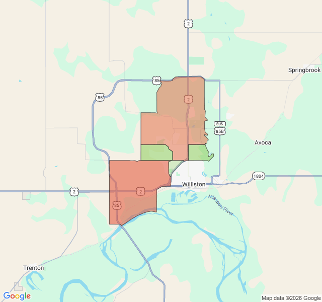 Map of septic coverage in Williston, ND