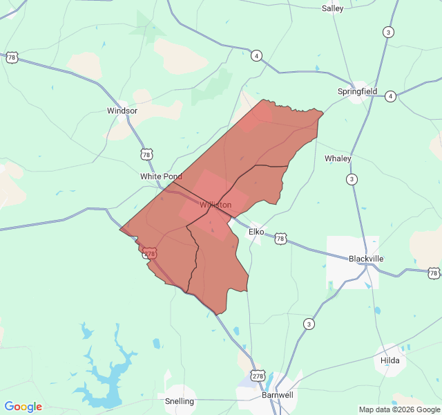 Map of septic coverage in Williston, SC