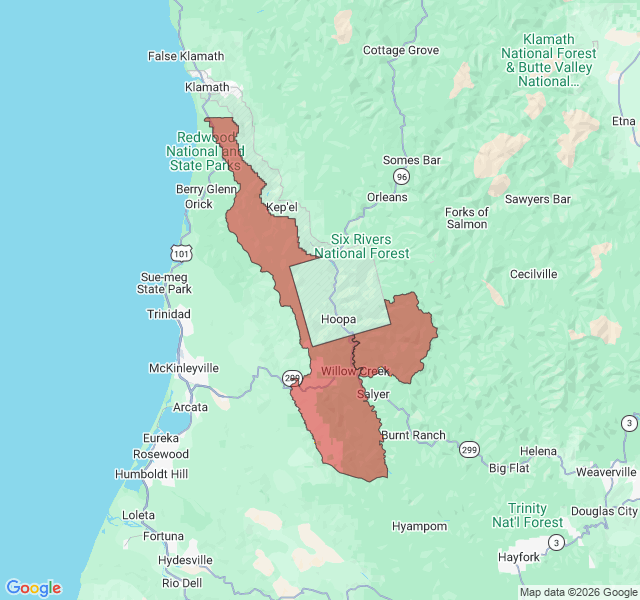 Map of septic coverage in Willow Creek, CA