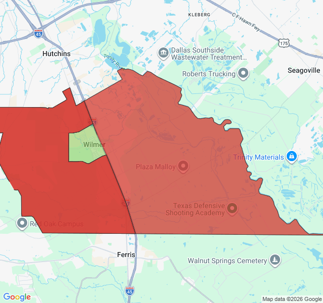 Map of septic coverage in Wilmer, TX