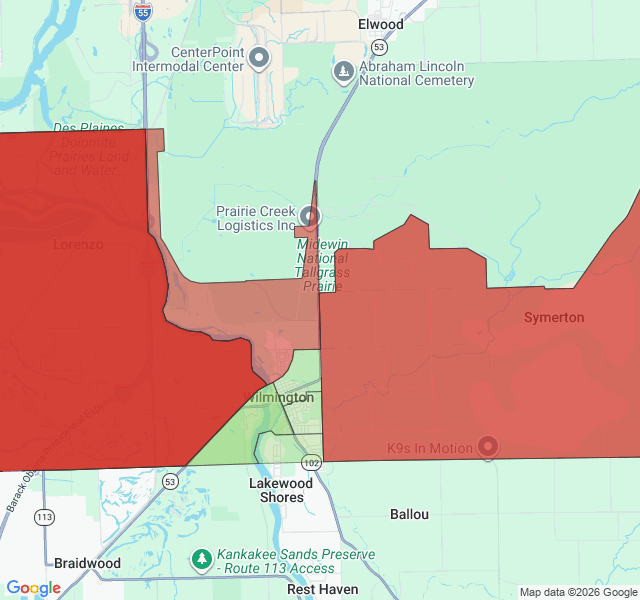 Map of septic coverage in Wilmington, IL