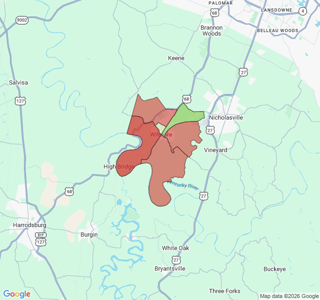 Map of septic coverage in Wilmore, KY