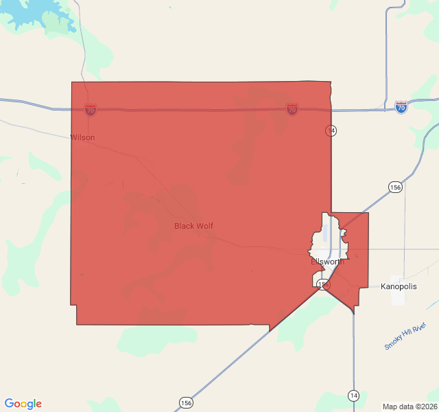 Map of septic coverage in Wilson, KS