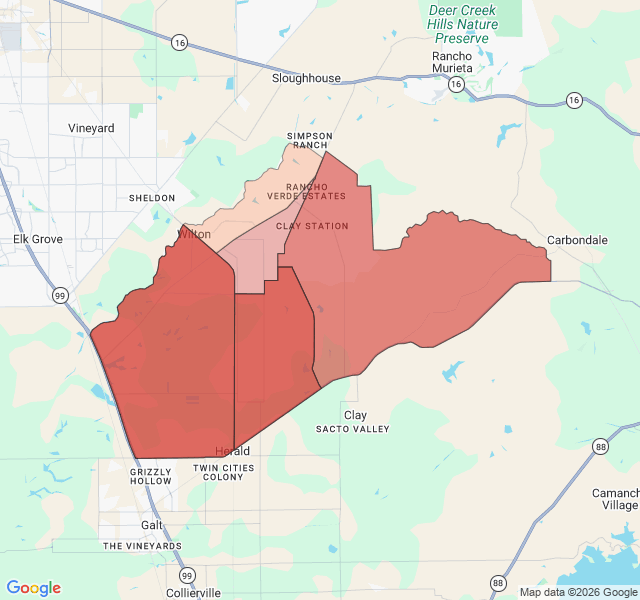 Map of septic coverage in Wilton, CA