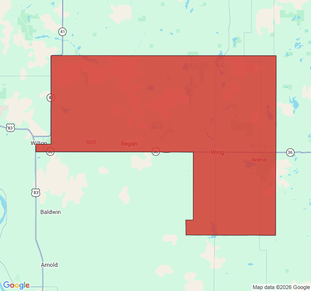 Map of septic coverage in Wilton, ND