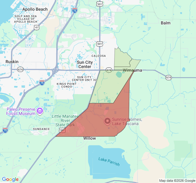 Map of septic coverage in Wimauma, FL