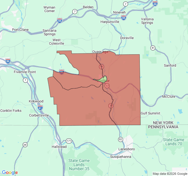 Map of septic coverage in Windsor, NY