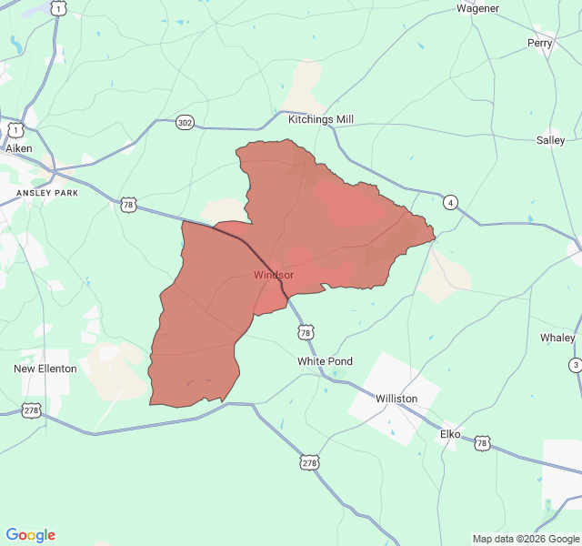 Map of septic coverage in Windsor, SC