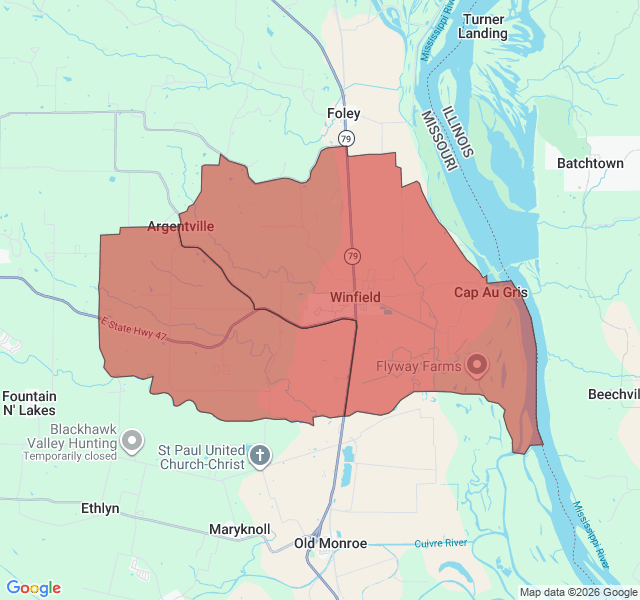 Map of septic coverage in Winfield, MO