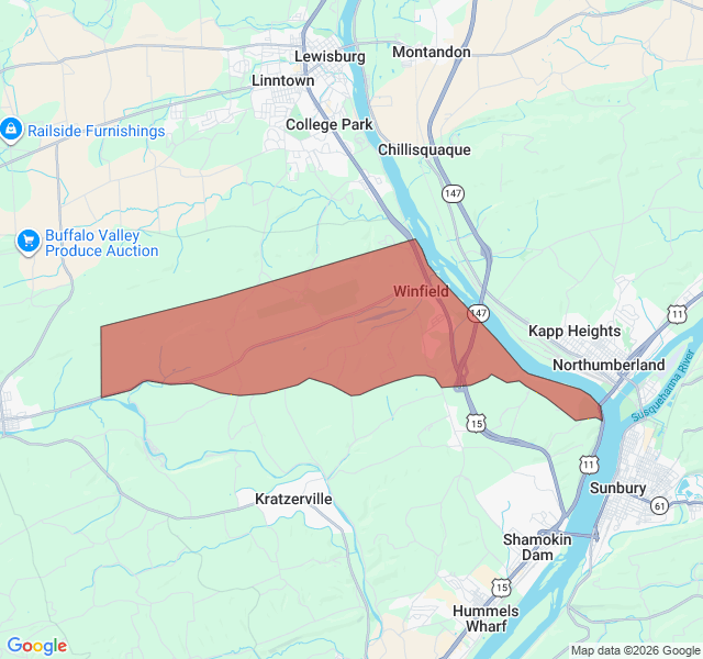 Map of septic coverage in Winfield, PA