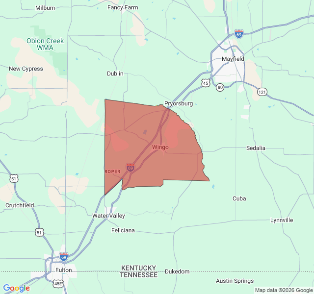 Map of septic coverage in Wingo, KY