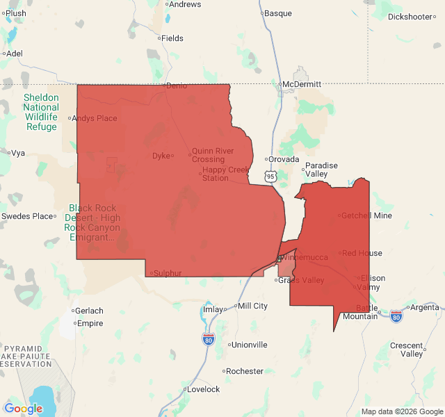 Map of septic coverage in Winnemucca, NV
