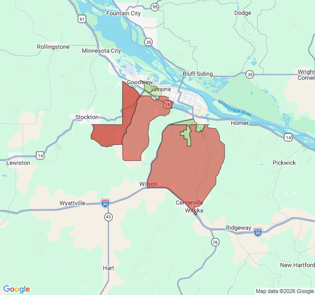 Map of septic coverage in Winona, MN