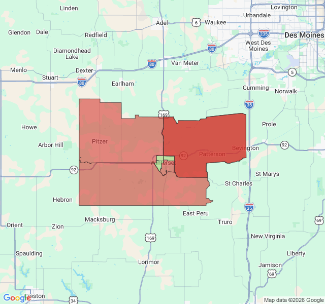 Map of septic coverage in Winterset, IA