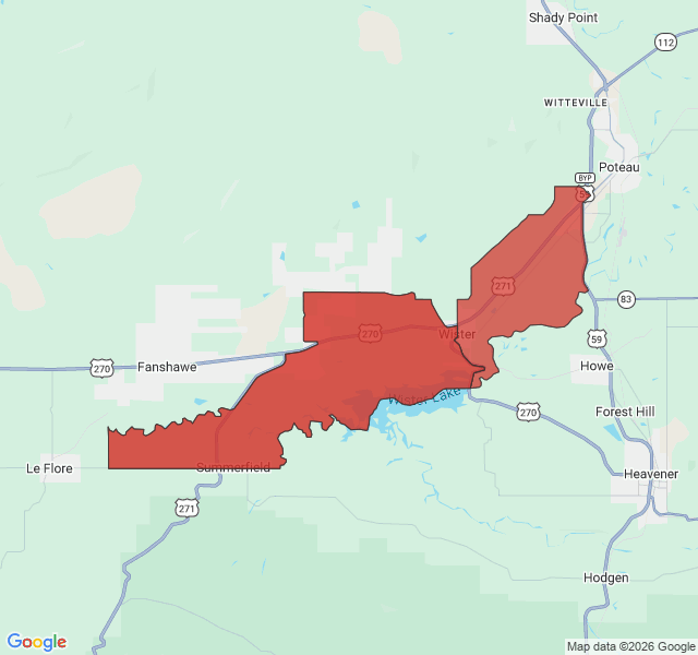 Map of septic coverage in Wister, OK