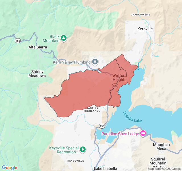 Map of septic coverage in Wofford Heights, CA