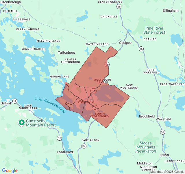 Map of septic coverage in Wolfeboro, NH