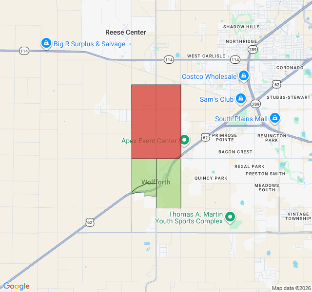 Map of septic coverage in Wolfforth, TX