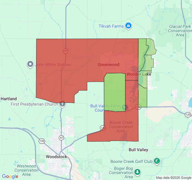 Map of septic coverage in Wonder Lake, IL
