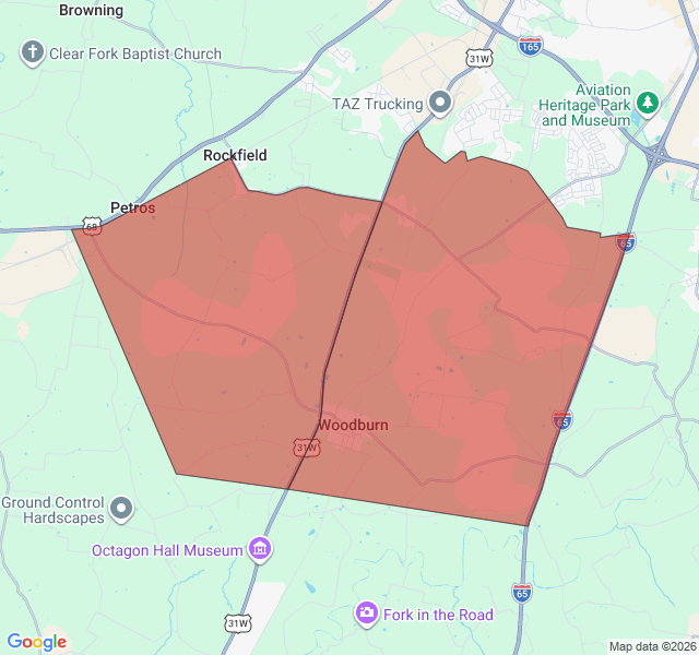 Map of septic coverage in Woodburn, KY