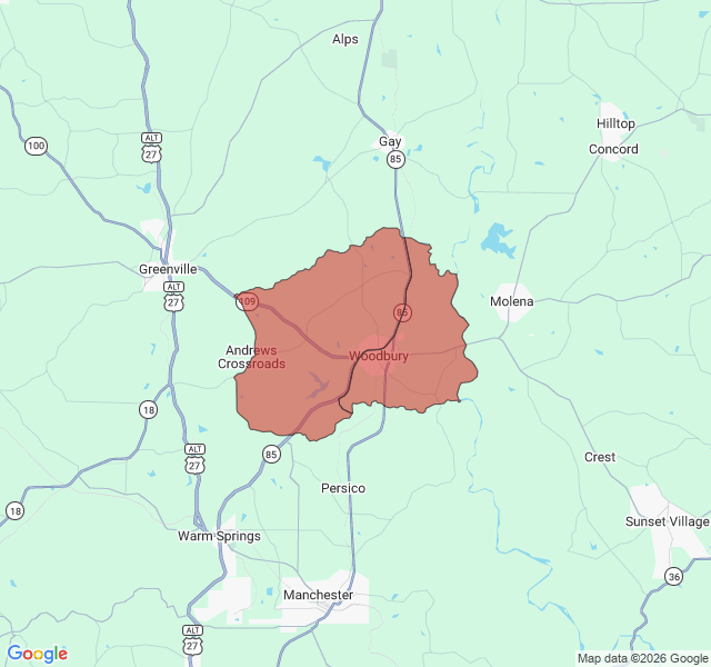Map of septic coverage in Woodbury, GA