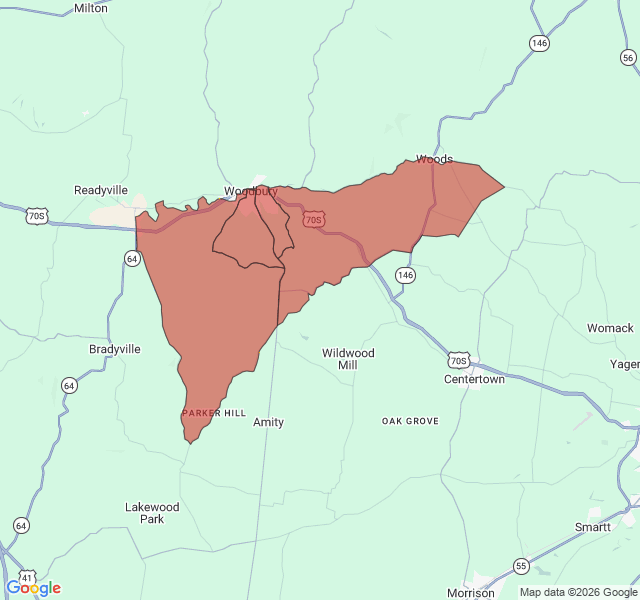 Map of septic coverage in Woodbury, TN