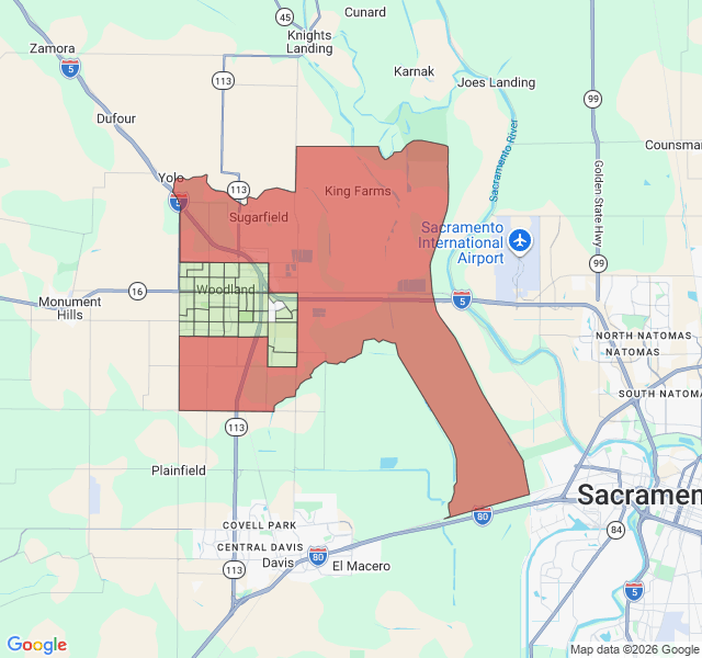 Map of septic coverage in Woodland, CA