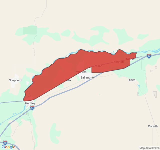 Map of septic coverage in Worden, MT