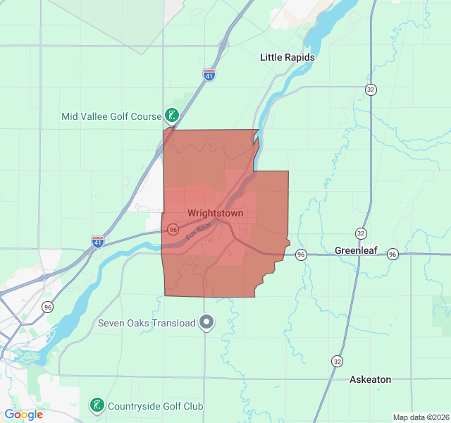 Map of septic coverage in Wrightstown, WI