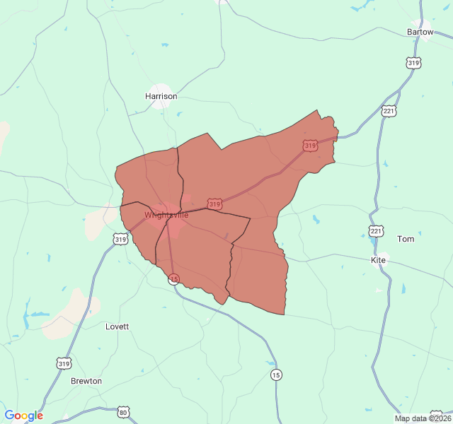 Map of septic coverage in Wrightsville, GA