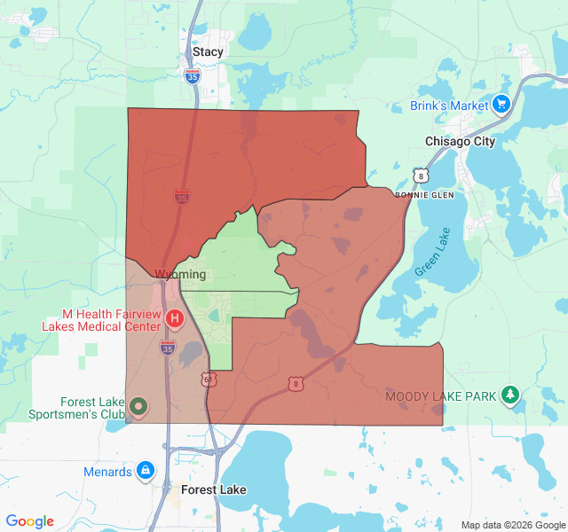 Map of septic coverage in Wyoming, MN