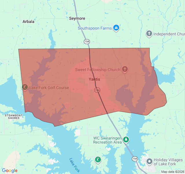 Map of septic coverage in Yantis, TX