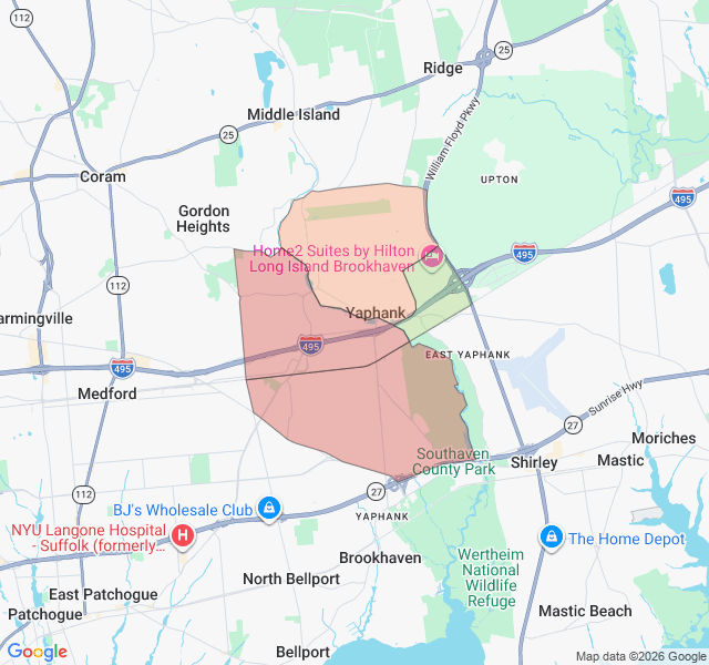 Map of septic coverage in Yaphank, NY
