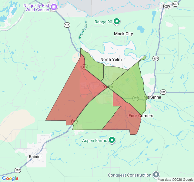 Map of septic coverage in Yelm, WA