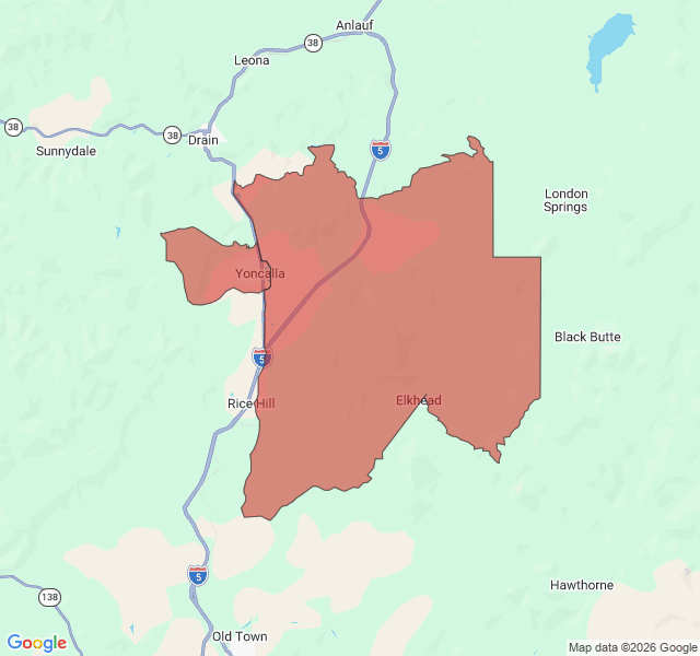 Map of septic coverage in Yoncalla, OR