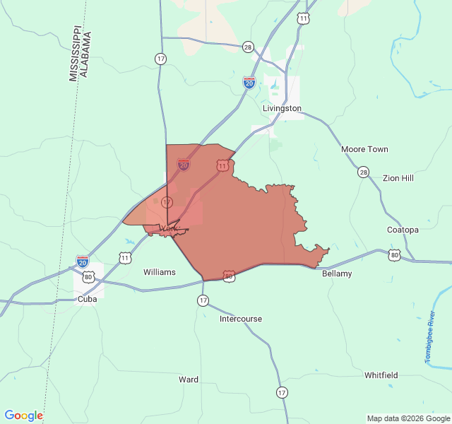 Map of septic coverage in York, AL