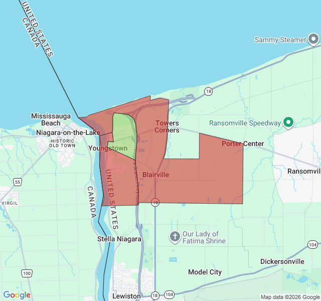 Map of septic coverage in Youngstown, NY