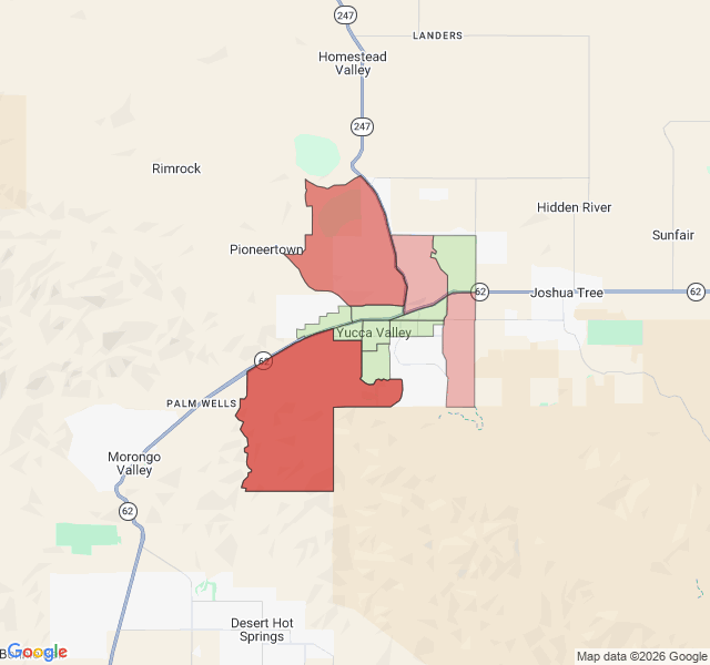 Map of septic coverage in Yucca Valley, CA