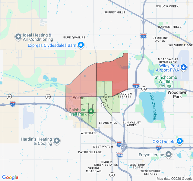 Map of septic coverage in Yukon, OK