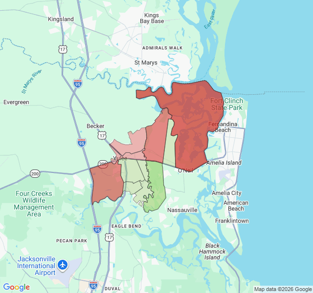 Map of septic coverage in Yulee, FL