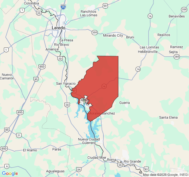 Map of septic coverage in Zapata, TX