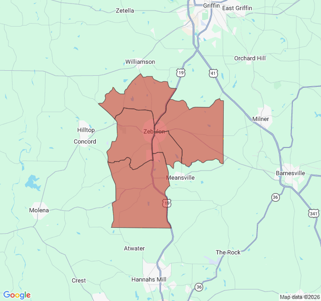 Map of septic coverage in Zebulon, GA