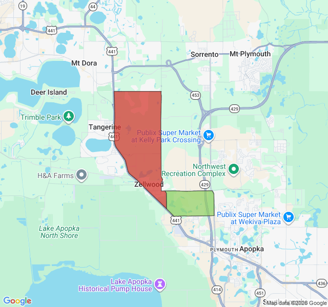 Map of septic coverage in Zellwood, FL