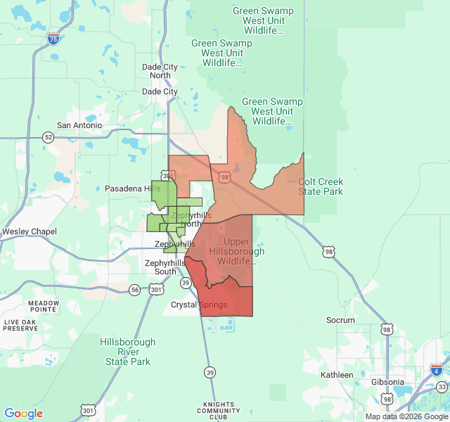 Map of septic coverage in Zephyrhills, FL