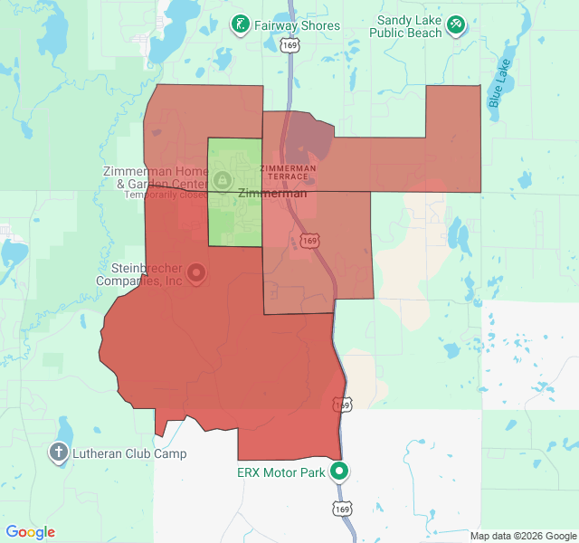 Map of septic coverage in Zimmerman, MN