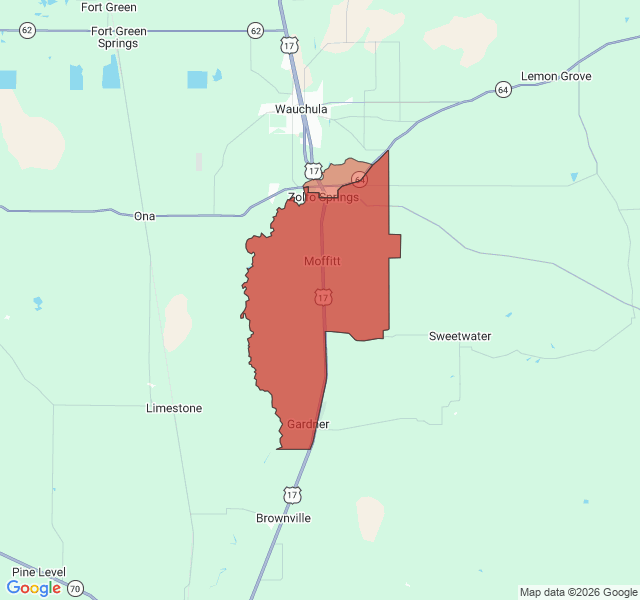 Map of septic coverage in Zolfo Springs, FL