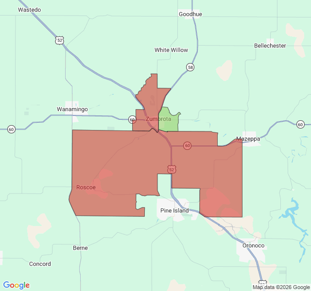 Map of septic coverage in Zumbrota, MN