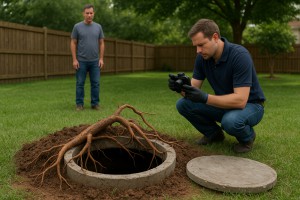 Roots in septic tank