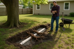 Trees damaging septic system