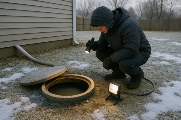 Frozen septic tank